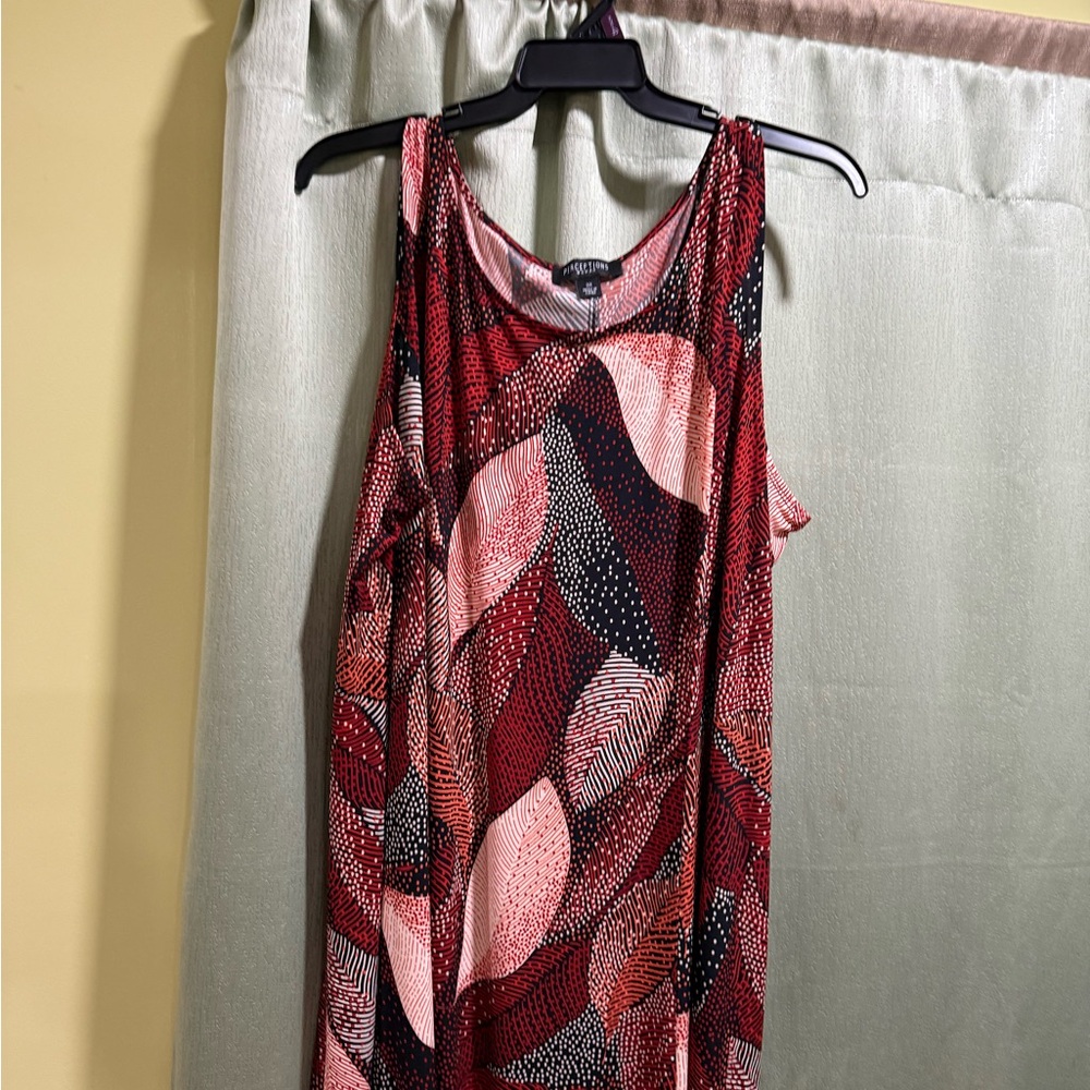 Red Patterned Dress with Jacket - Picture 6 of 16